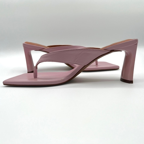 L’Intervalle pink  mule open toe sandals pastel square toe strappy leather heels - Picture 13 of 15